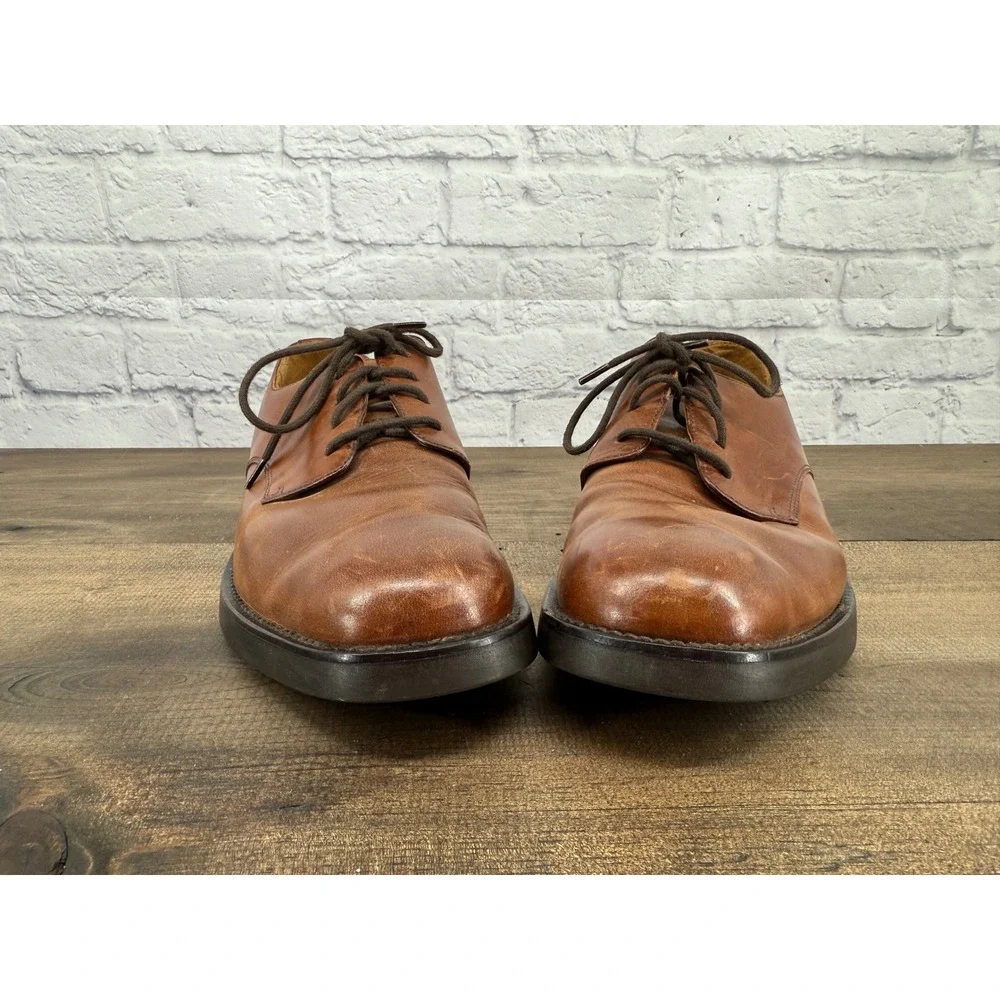 Lands End Mens Brown Leather Lace Up Oxford Dress Shoes Size 10D Classic Capsule